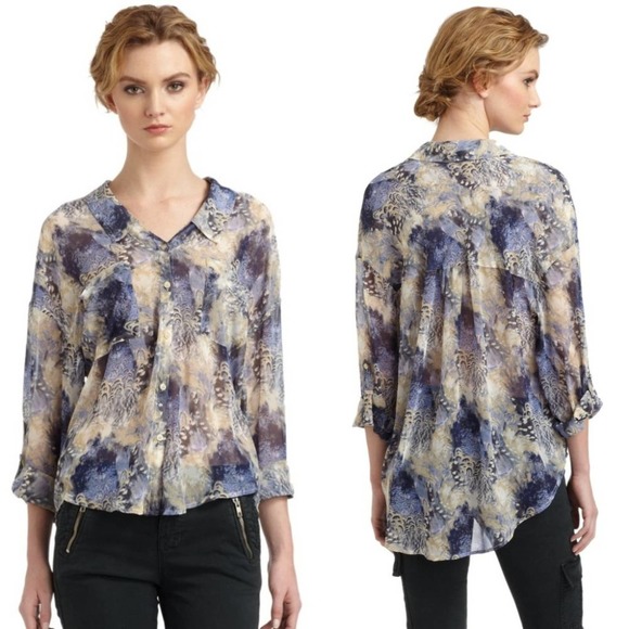 Free People Easy Rider Sheer Chiffon Button Down - Picture 5 of 10